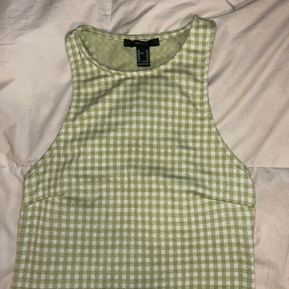 Green gingham checkered mini bodycon dress - Picture 3 of 6